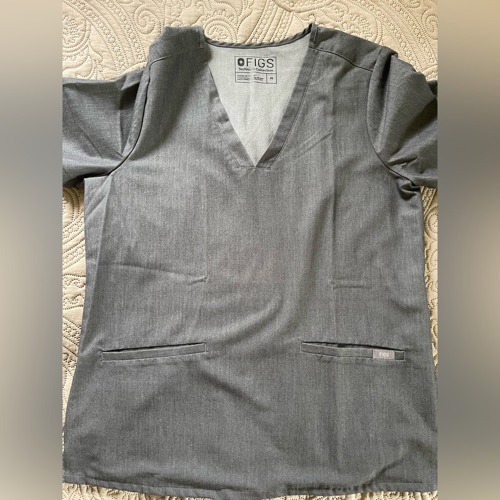 FIGS Grey V-Neck Scrub Top